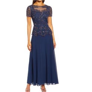 Pisarro Nights Embellished Mesh Bodice Evening Gown NWT
